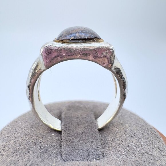 Sterling Silver 925 Pietersite Bezel Set Split Shoulder Tapered Band Ring Size 8 - Picture 4 of 11
